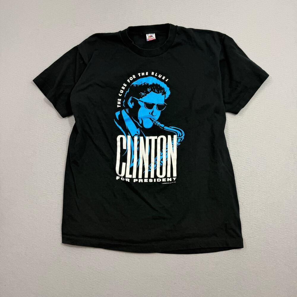 Vintage Cure For The Blues Shirt Bill Clinton President 1992 Black Extra Large